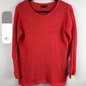 Rachel Zoe Red Crew Neck Sweater with Textured Knit